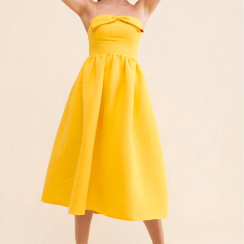 Sachin + Babi Blaine Bow Midi Dress, Yellow, Size 10